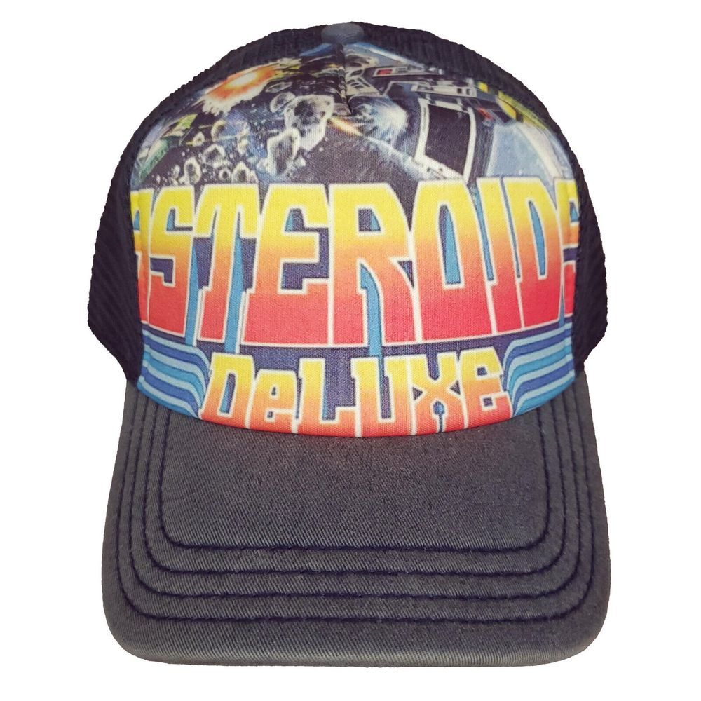 Atari Asteroids Trucker Hat Cap Acid‎ Washed Bill Navy Meshback Retro Gaming New